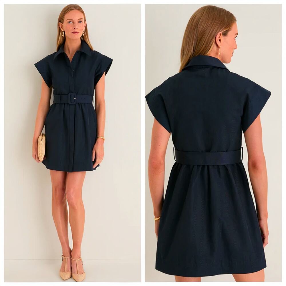 Tuckernuck Navy Belted Shirt Dress